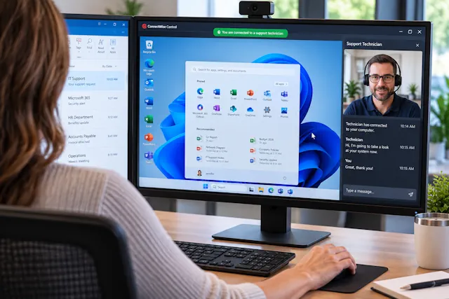 New Jersey business employee receiving remote IT support from a help desk technician